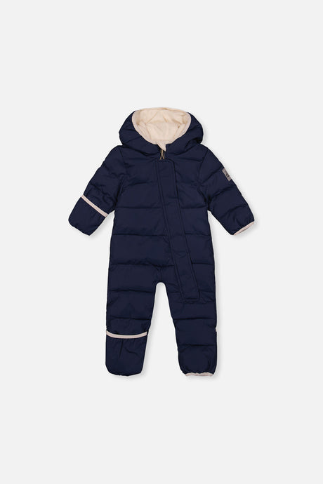 Baby Cloud One Piece Snowsuit Adapted For Car Seats Dark Blue-0