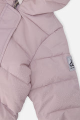 Deux par Deux Baby Cloud one-piece car-seat snowsuit in lavender, another studio view