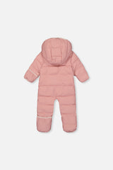 Baby Cloud One Piece Snowsuit Adapted For Car Seats Pale Dusty Pink-3
