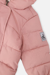 Deux par Deux Baby Cloud One Piece Snowsuit Adapted For Car Seats Pale Dusty Pink
