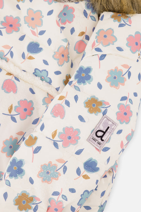 Deux par Deux Baby Snug white floral snowsuit, alternate view 7