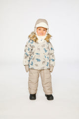 Baby Snug One Piece Snowsuit Adapted For Car Seats Blue Dinosaur Print-1