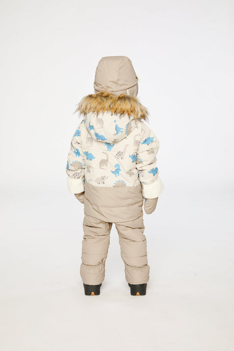 Baby Snug One Piece Snowsuit Adapted For Car Seats Blue Dinosaur Print-3