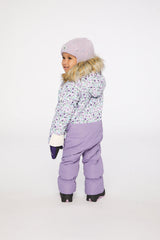 Baby Snug One Piece Snowsuit Adapted For Car Seats Purple Printed Mini Flowers-3
