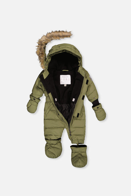 Deux par Deux Baby Original olive green snowsuit, alternate view 4