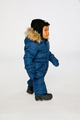 Baby Original One Piece Puffy Snowsuit With Removable Mittens And Boots Dark Blue-2