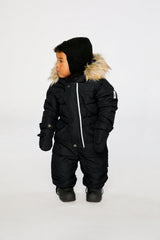 Baby Original One Piece Puffy Snowsuit With Removable Mittens And Boots Black-1