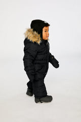 Baby Original One Piece Puffy Snowsuit With Removable Mittens And Boots Black-2