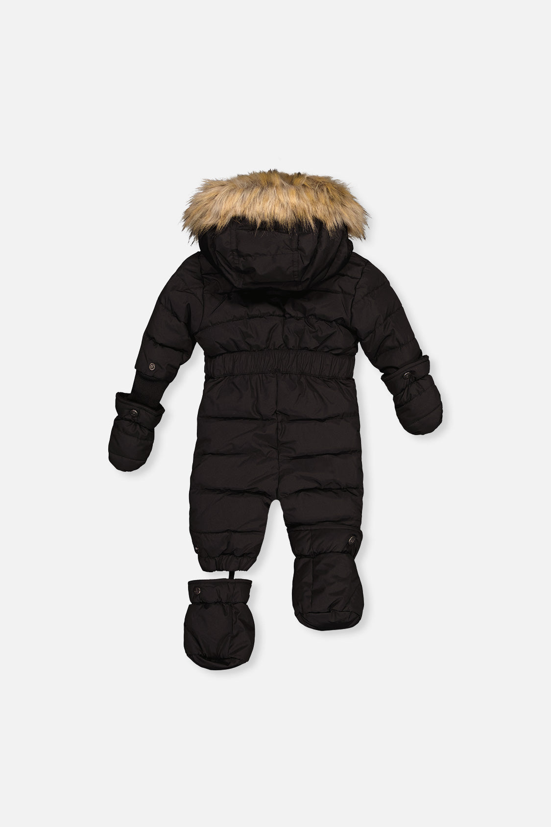 Baby Original One Piece Puffy Snowsuit With Removable Mittens And Boots Black-4
