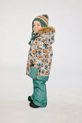 Two Piece Discover Snowsuit Beige Printed With Dogs-4