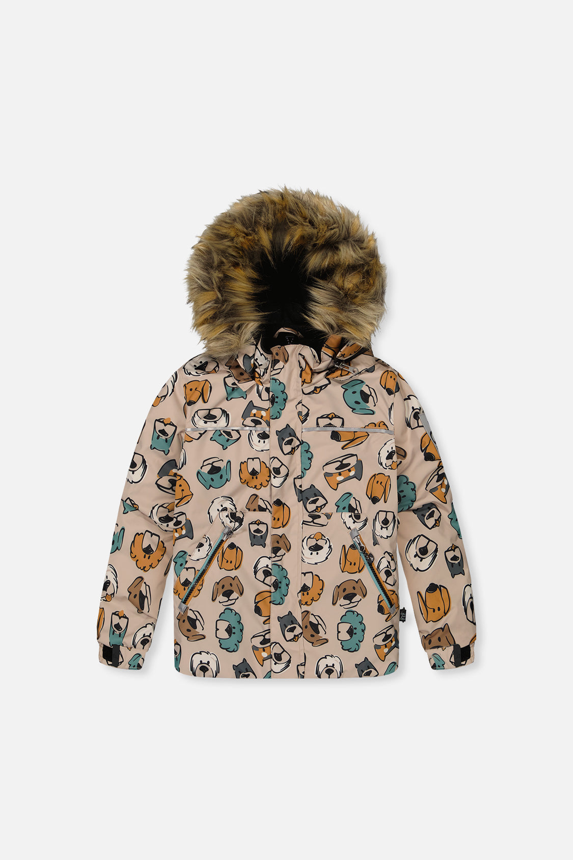 Deux par Deux Two Piece Discover Snowsuit Beige Printed With Dogs