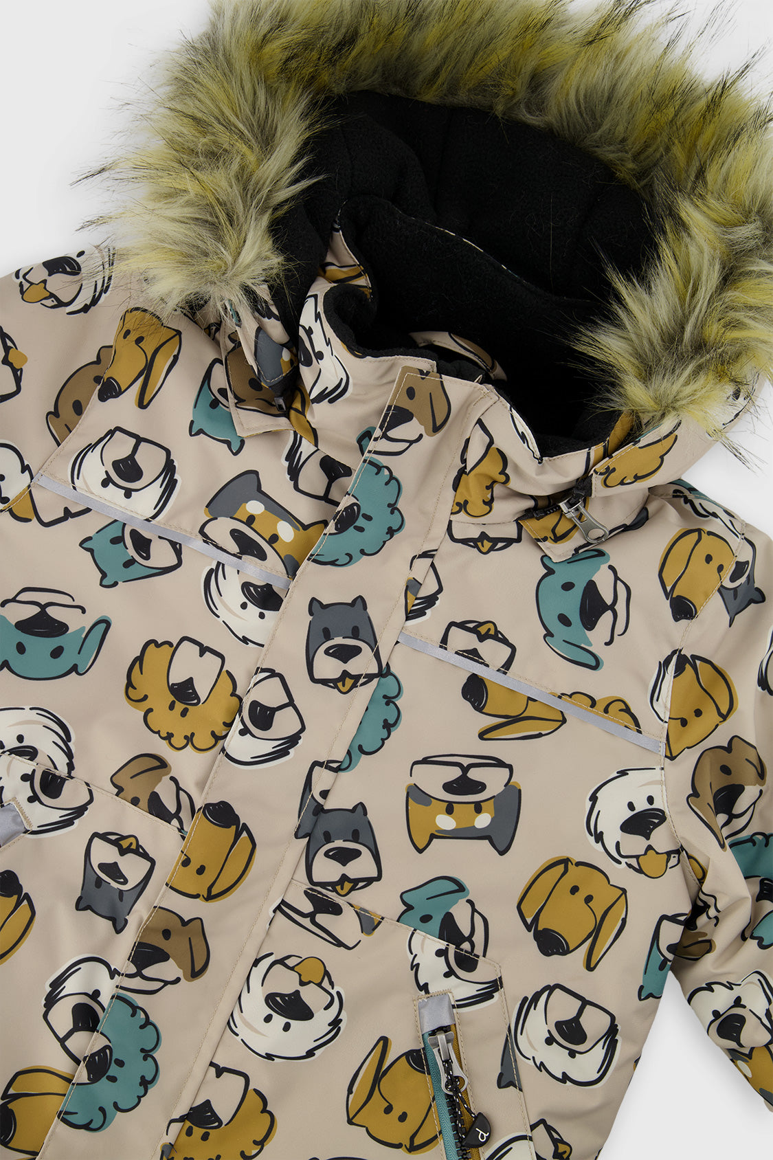 Deux par Deux Two Piece Discover Snowsuit Beige Printed With Dogs