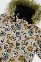 Deux par Deux Two Piece Discover Snowsuit Beige Printed With Dogs
