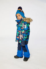 Two Piece Discover Snowsuit Blue Dinosaur Print-4