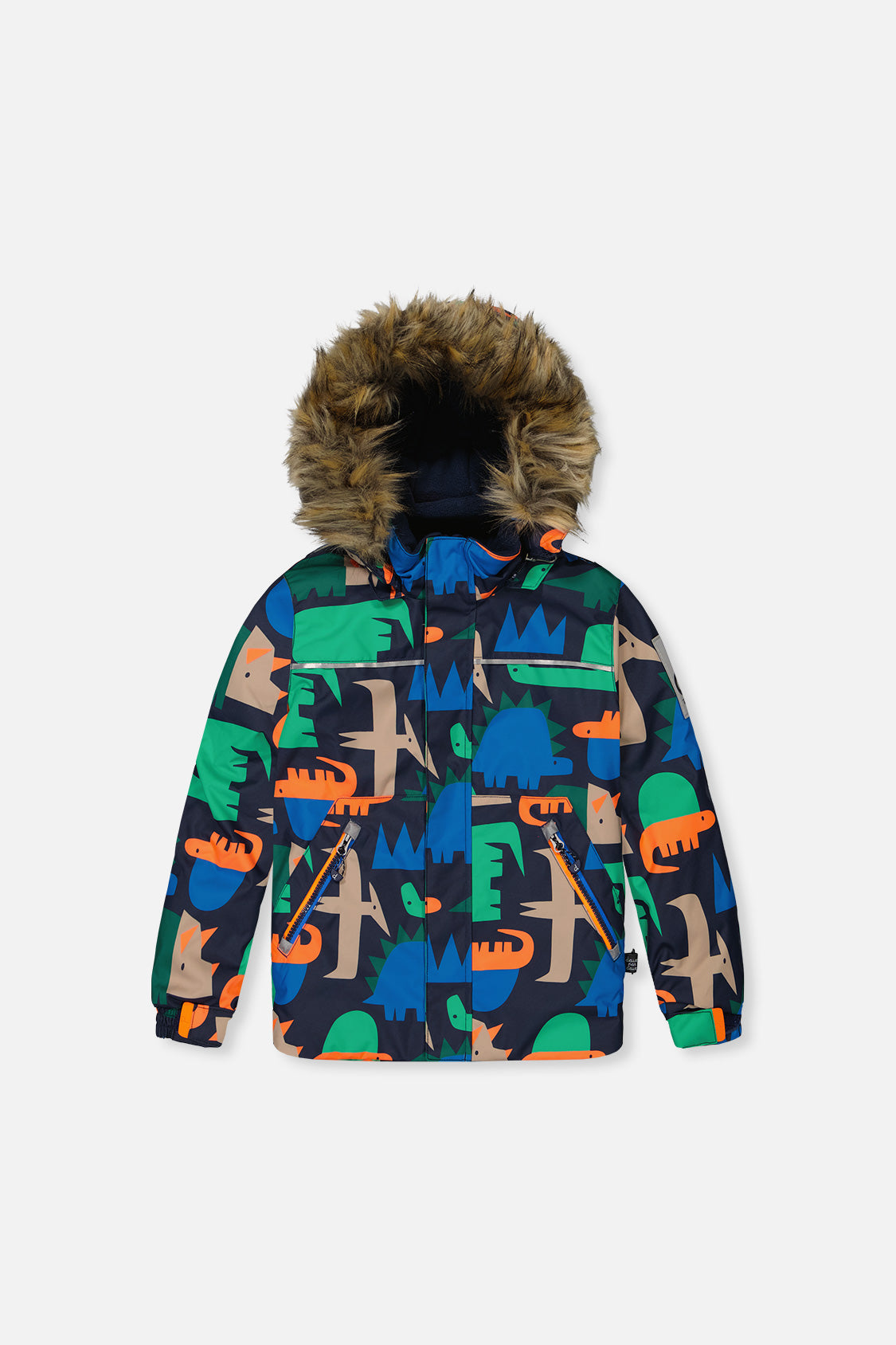 Deux par Deux Two Piece Discover Snowsuit Blue Dinosaur Print