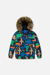 Deux par Deux Two Piece Discover Snowsuit Blue Dinosaur Print
