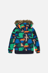 Deux par Deux Two Piece Discover Snowsuit Blue Dinosaur Print