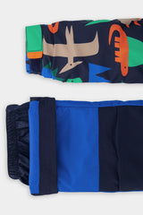 Deux par Deux Two Piece Discover Snowsuit Blue Dinosaur Print