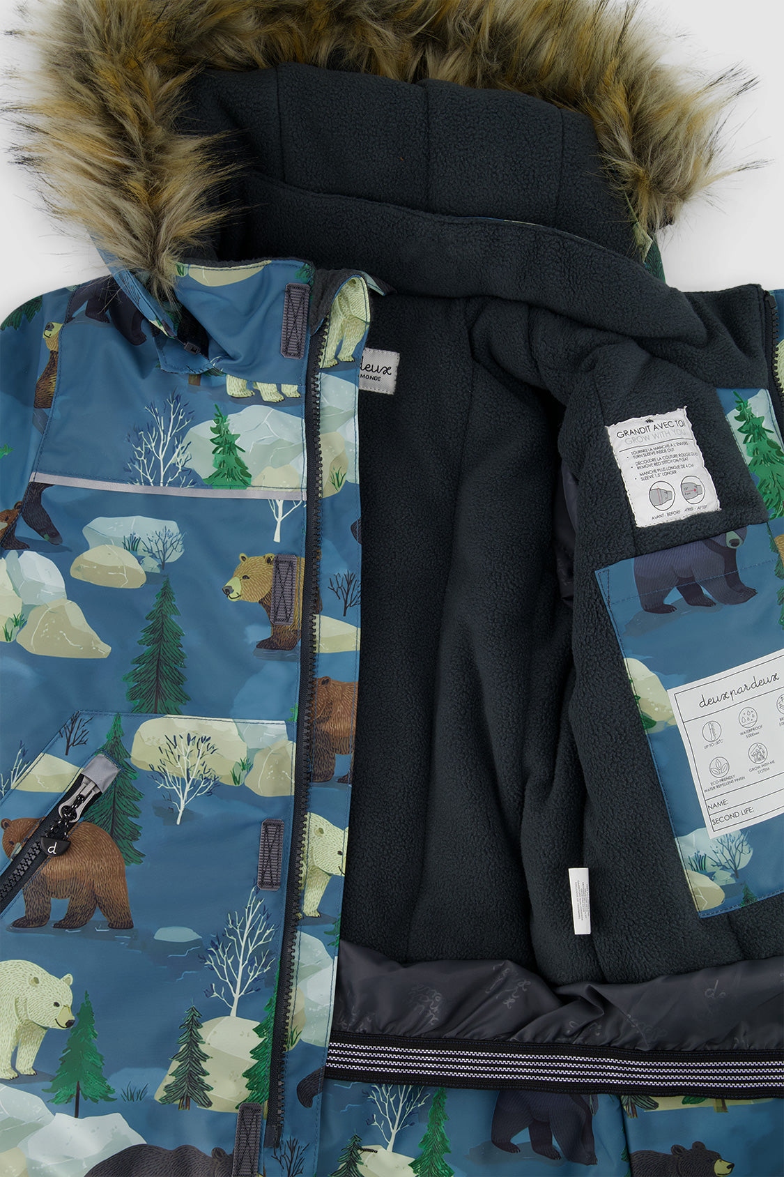 Deux par Deux Two Piece Discover Snowsuit Blue Bear Print