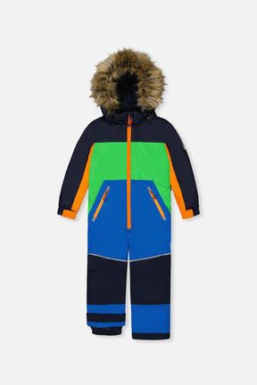 Kids One Piece Discover Snowsuit Blue Green And Orange-0