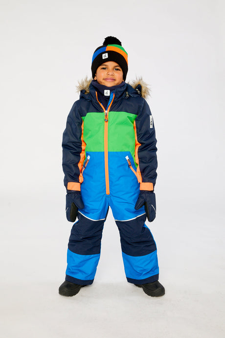 Kids One Piece Discover Snowsuit Blue Green And Orange-1