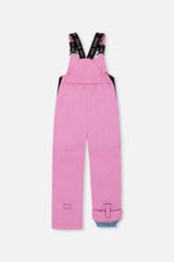 Deux par Deux girls DISCOVER snowsuit, pinkish violet colour-block – pinkish violet snow bib pants, back view