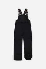 Deux par Deux girls DISCOVER snowsuit, pink and black – black snow bib pants, back view