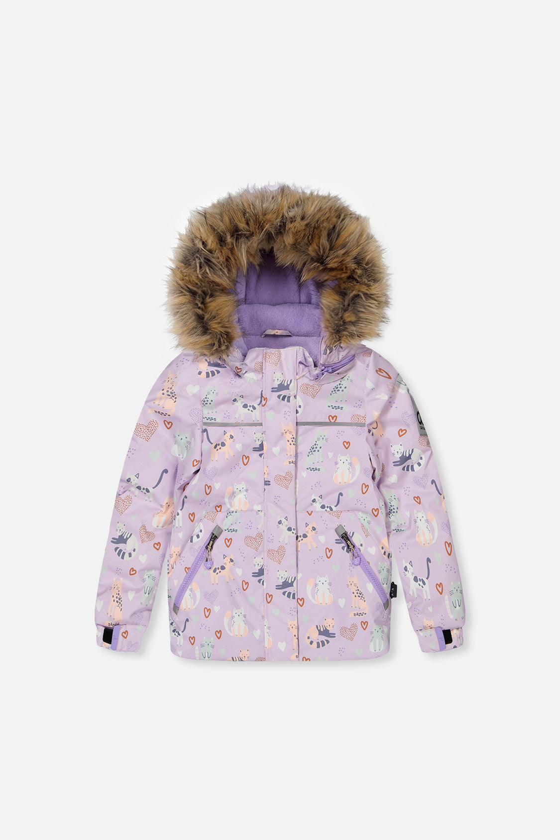 Two Piece Discover Snowsuit Purple Printed Cats-1