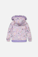 Deux par Deux DISCOVER purple cat print snowsuit, alternate view 3