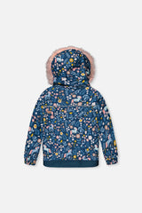 Deux par Deux girls' DISCOVER two-piece snowsuit, blue and pink unicorn print, alternate view