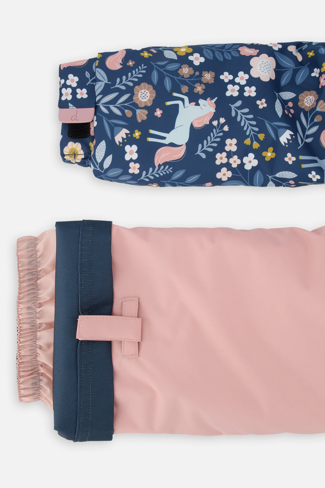 Deux par Deux girls' DISCOVER two-piece snowsuit, blue and pink unicorn print, extra product view
