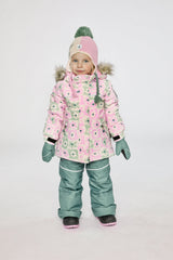 Two Piece Discover Snowsuit White With Retro Pink Print-1