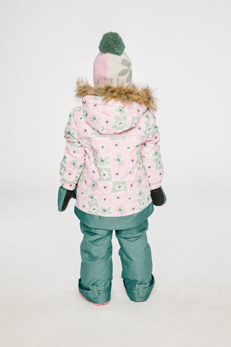Two Piece Discover Snowsuit White With Retro Pink Print-3