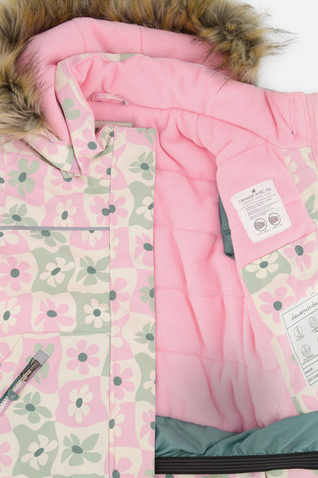 Deux par Deux white retro pink print DISCOVER two-piece snowsuit, product photo 8