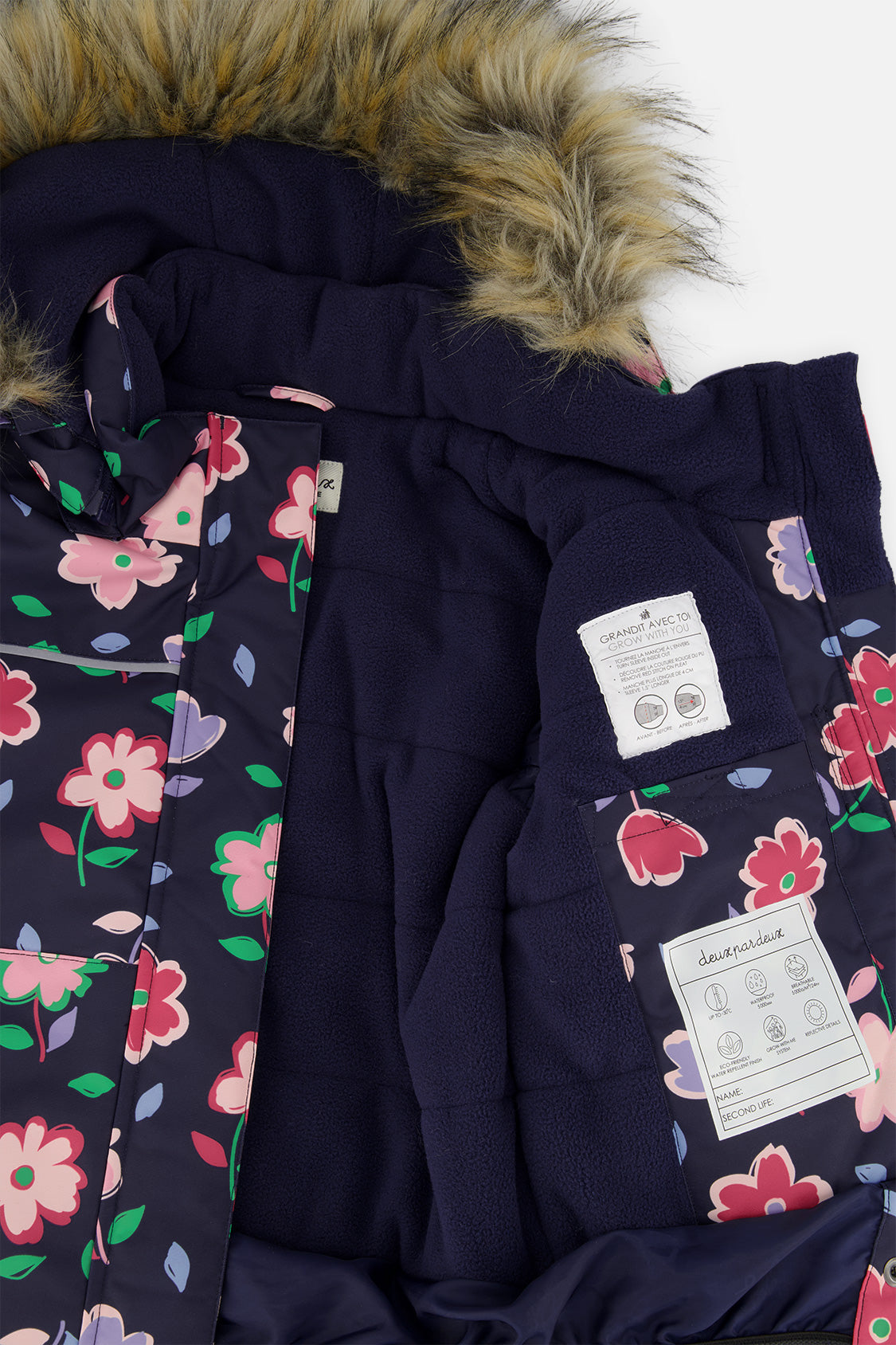 Deux par Deux DISCOVER blue floral snowsuit, alternate view 8