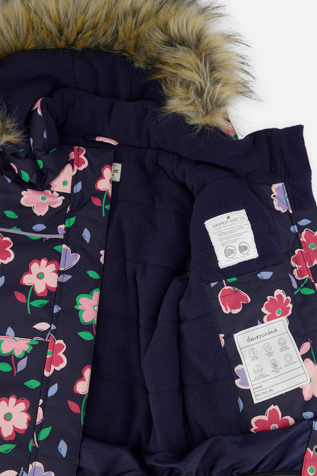 Deux par Deux DISCOVER blue floral snowsuit, alternate view 8
