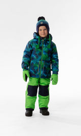 Light Weight Two Piece Chill Snowsuit Blue And Green Checkered Print-1
