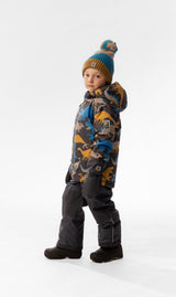 Light Weight Two Piece Chill Snowsuit Grey And Blue Dinosaur Print-3