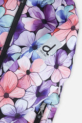 Deux par Deux Light Weight Two Piece Chill Snowsuit Purple Floral Print