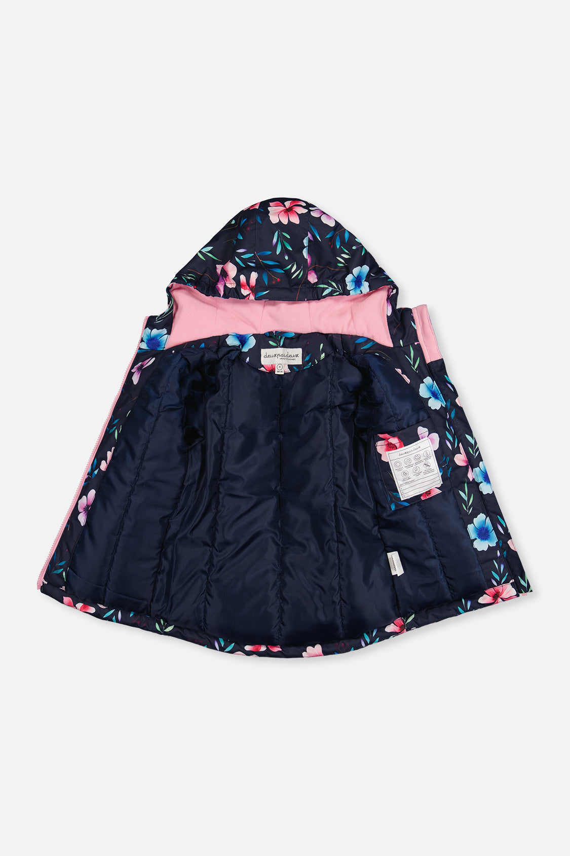 Deux par Deux Light Weight Two Piece Chill Snowsuit Blue Floral Print