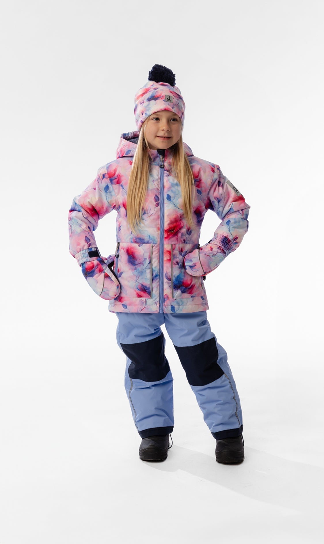Light Weight Two Piece Chill Snowsuit Mauve Printed Flowers-1