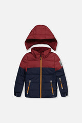 Two Piece Play Snowsuit Navy And Burgundy With Navy Pants-1