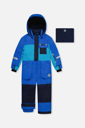 Kids One Piece Play Snowsuit Light And Dark Blue-0