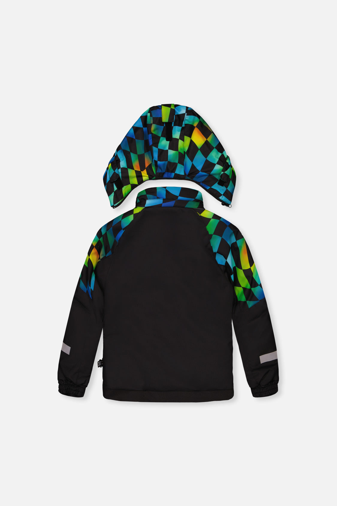 Deux par Deux black colorblock PLAY snowsuit with checkerboard pants, product photo 3