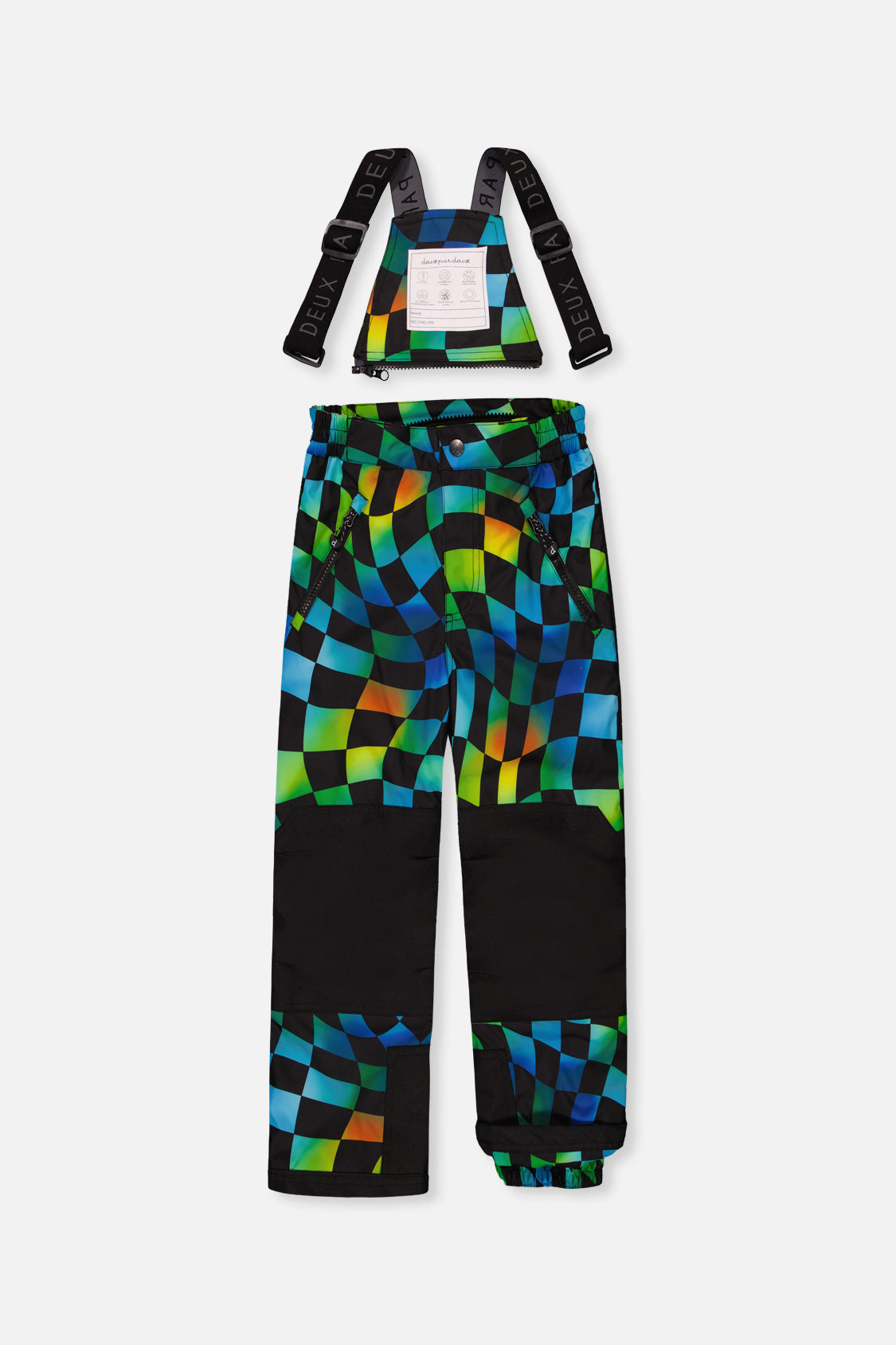 Deux par Deux black colorblock PLAY snowsuit with checkerboard pants, product photo 5