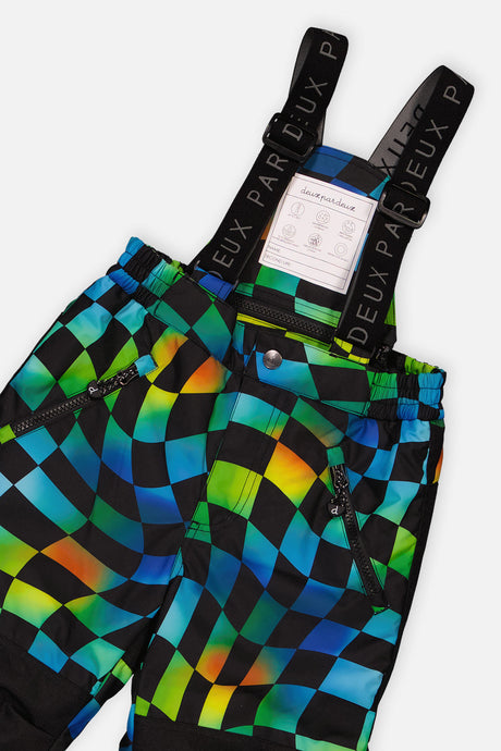 Deux par Deux black colorblock PLAY snowsuit with checkerboard pants, product photo 7