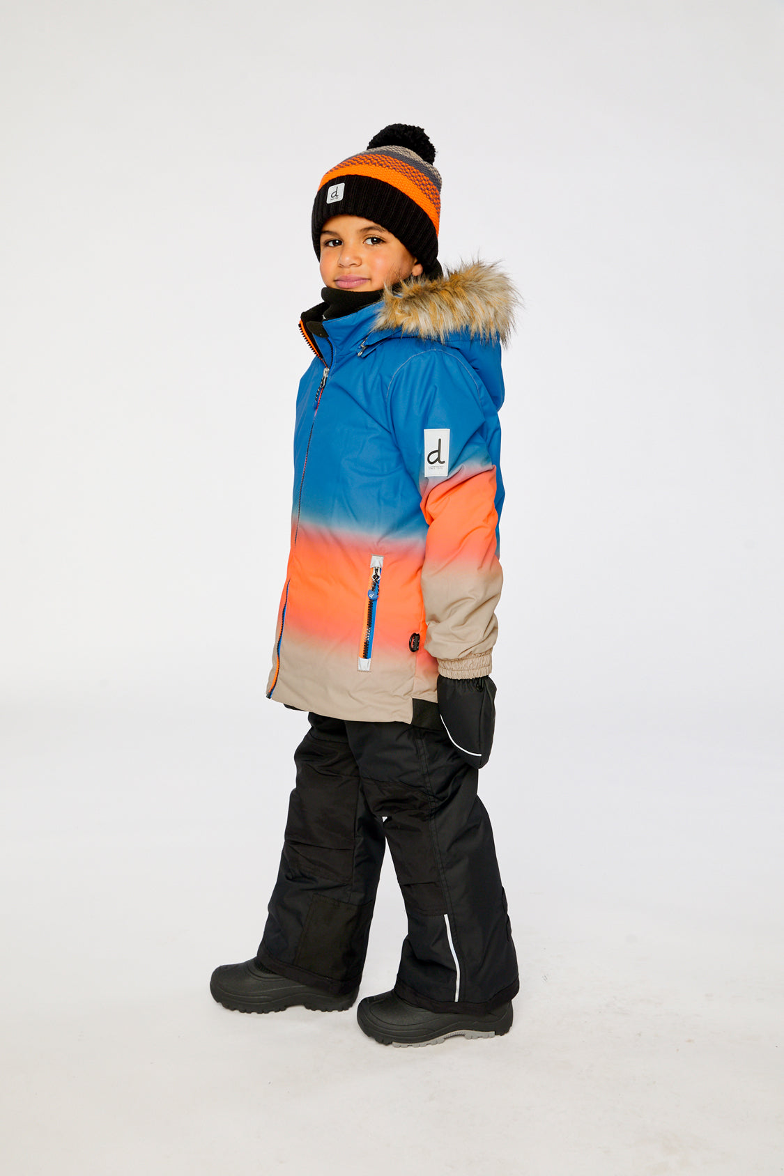 Two Piece Play Snowsuit Blue And Orange Gradient-2