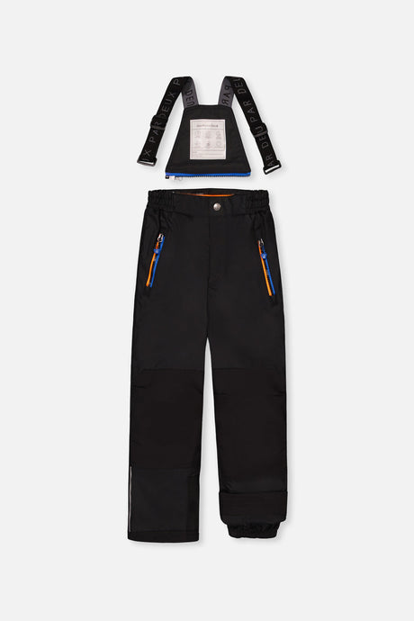 Deux par Deux boys' PLAY snowsuit, blue and orange gradient jacket with black pants, another studio view