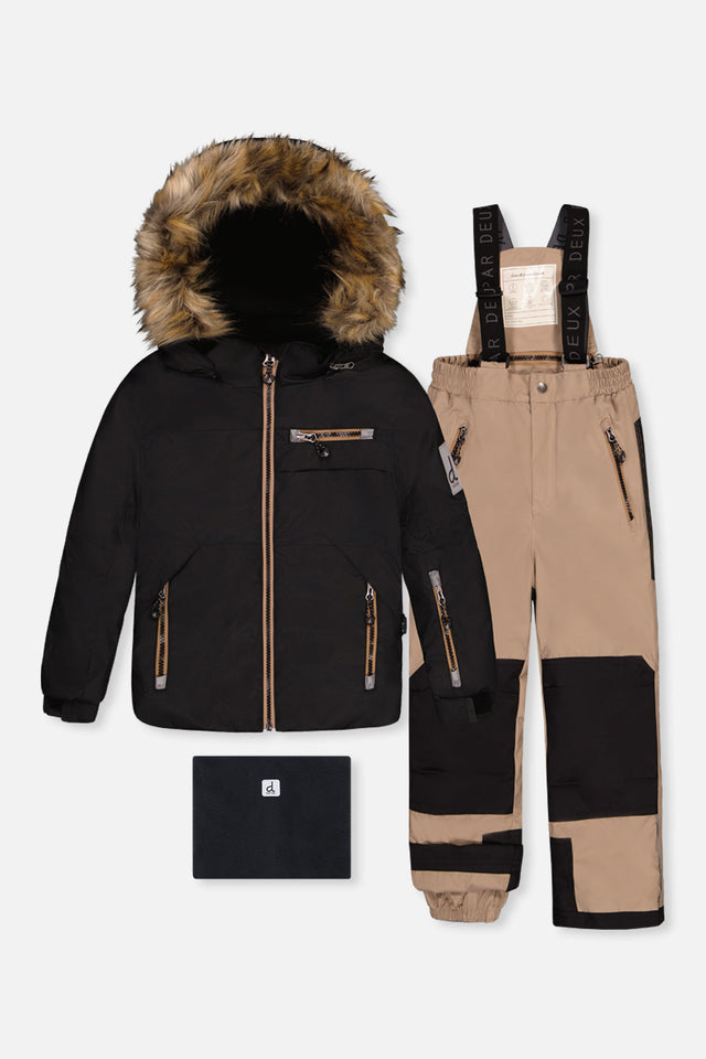 Two Piece Play Snowsuit Black And Beige-0