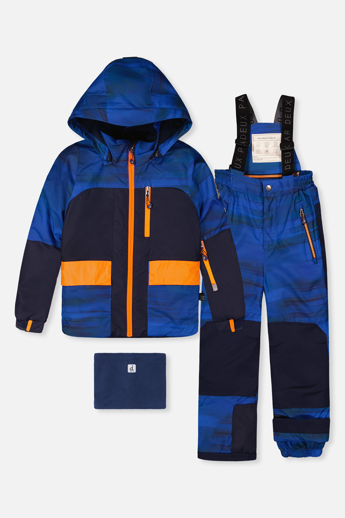 Two Piece Play Snowsuit Navy Blue And Orange With Blue Pants-0